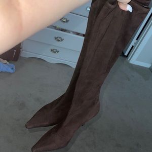 Brown suede Jimmy Choo pointed-toe knee-high boots